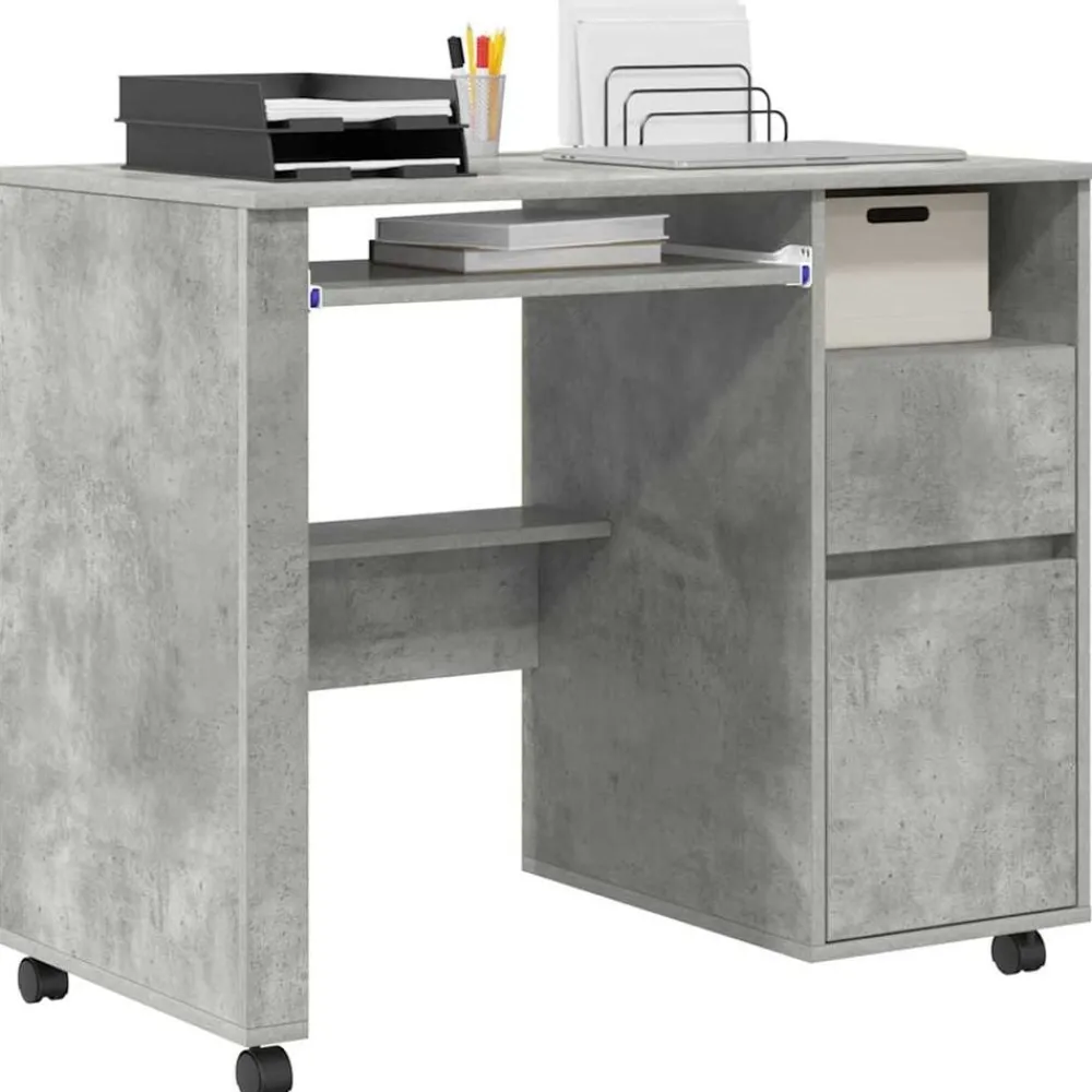 vidaXL Bureau avec roues 91 x 50 x 77 cm Bois d'ingénierie