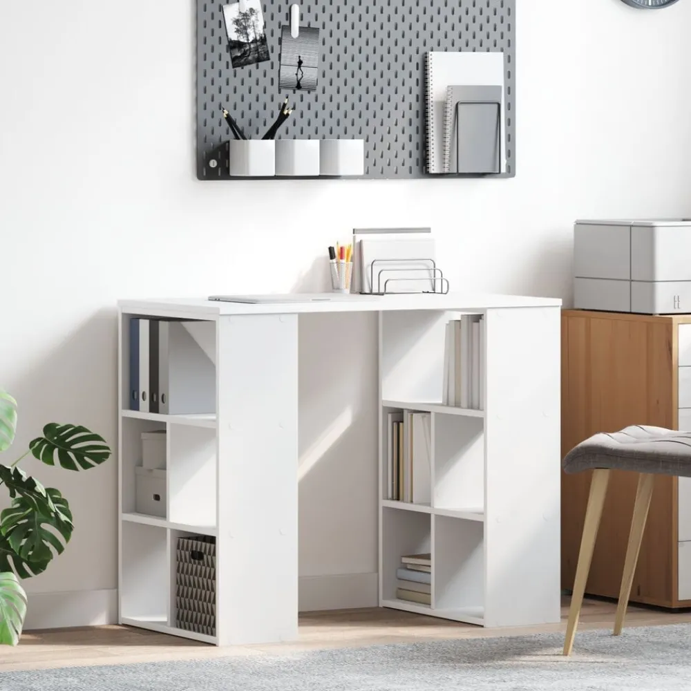 Meubles De Bureau-vidaXL Bureau avec étagère 90 x 50 x 75 cm Bois d'ingénierie Blanc