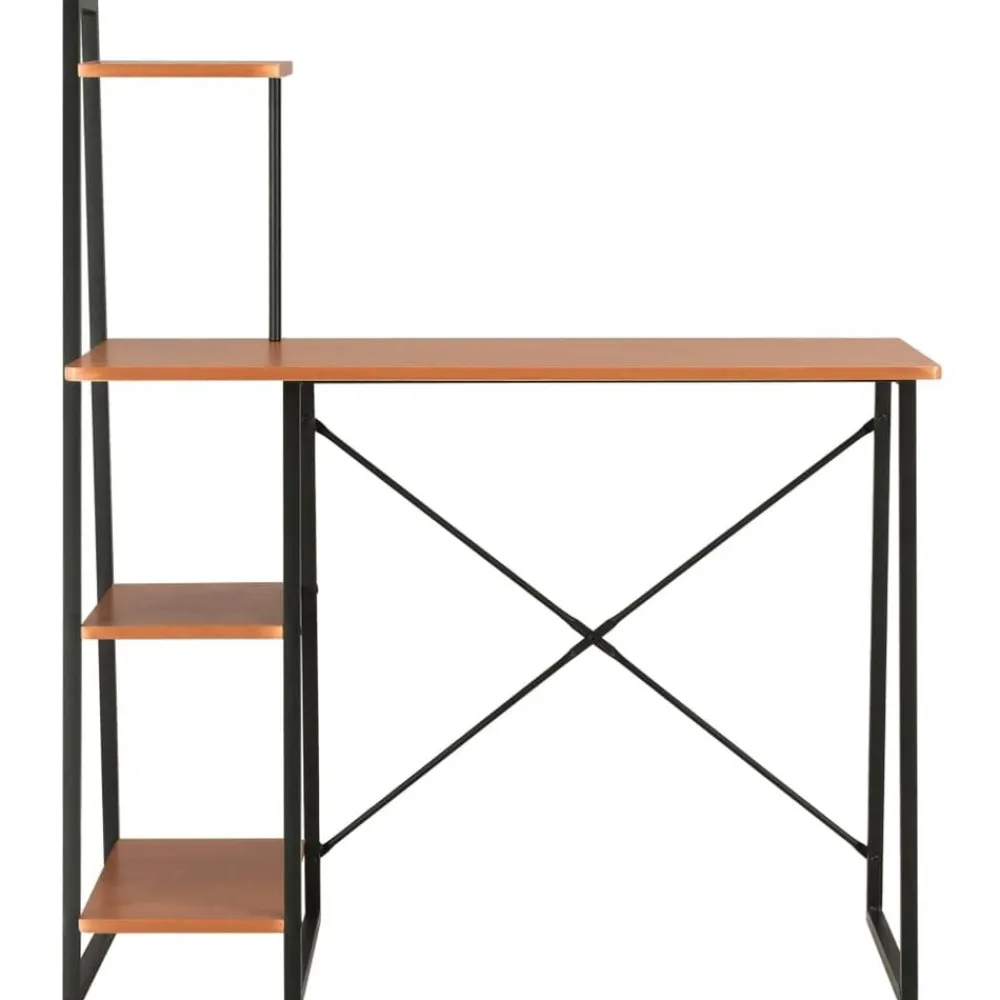 Meubles De Bureau-vidaXL Bureau avec étagère 102x50x117 cm Noir et marron