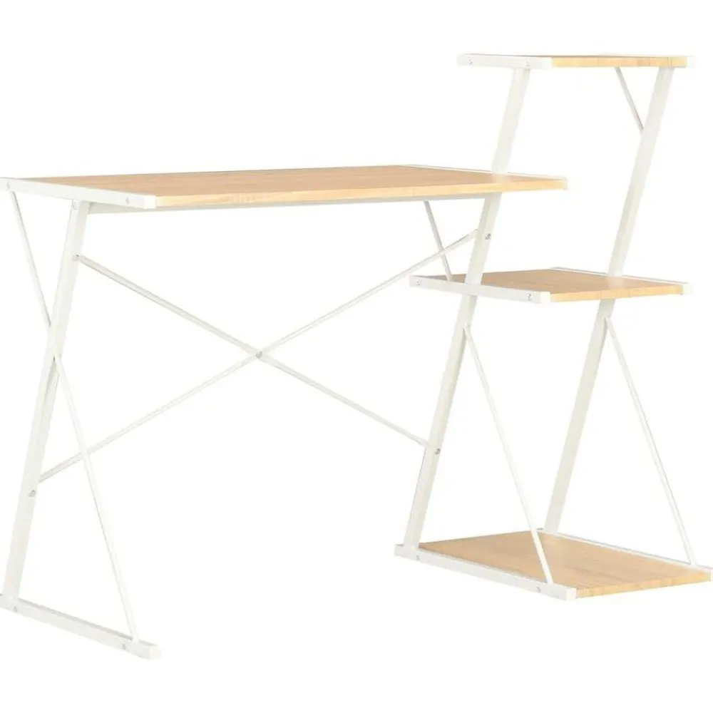 vidaXL Bureau avec étagère Blanc et chêne 116x50x93 cm