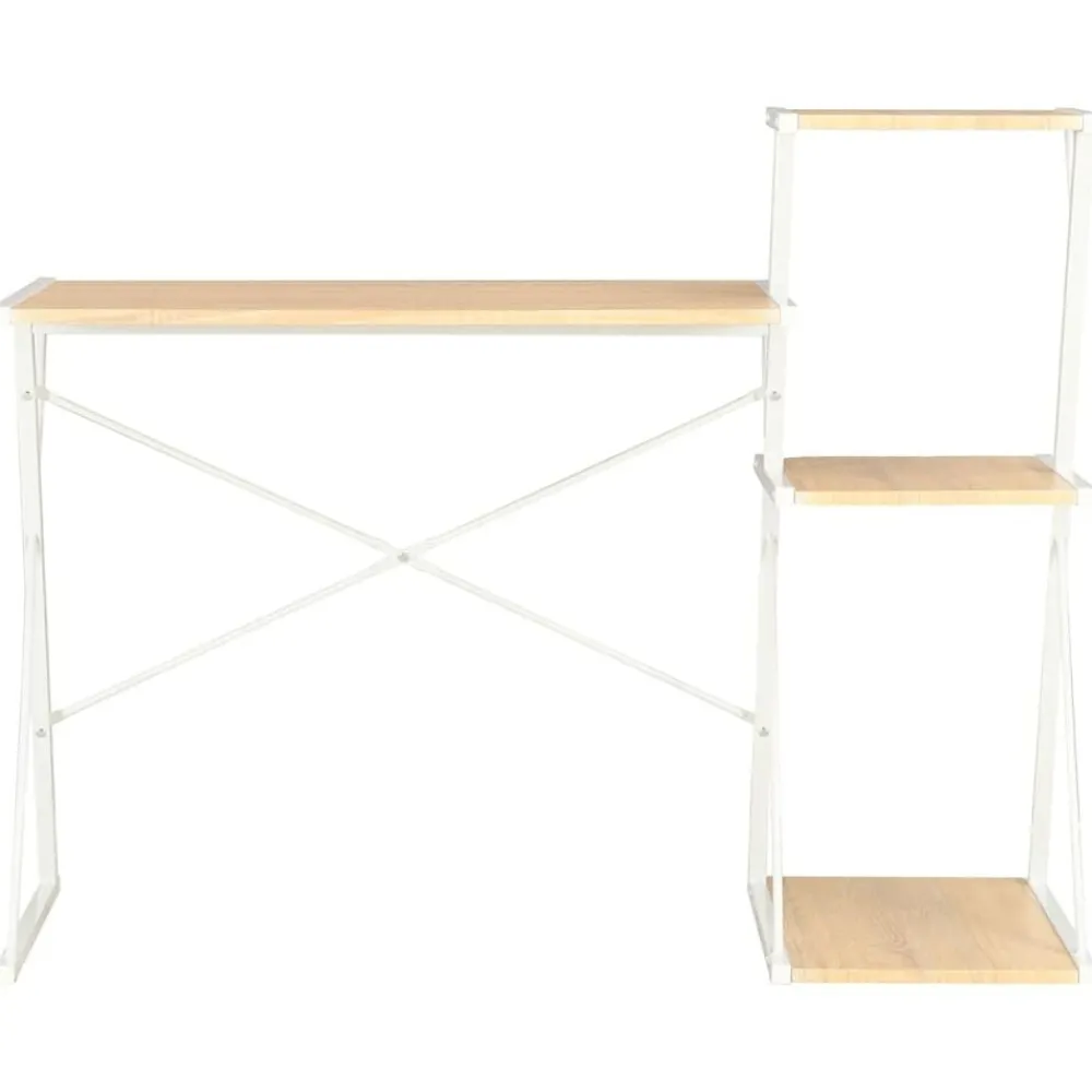 vidaXL Bureau avec étagère Blanc et chêne 116x50x93 cm