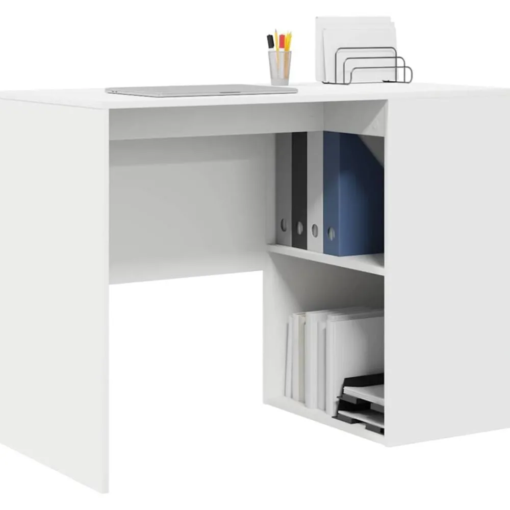 Meubles De Bureau-vidaXL Bureau avec étagère 102 x 50 x 75 cm Bois d'ingénierie Blanc