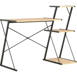 Meubles De Bureau-vidaXL Bureau avec étagère Noir et chêne 116x50x93 cm noir et ch&ecirc;ne