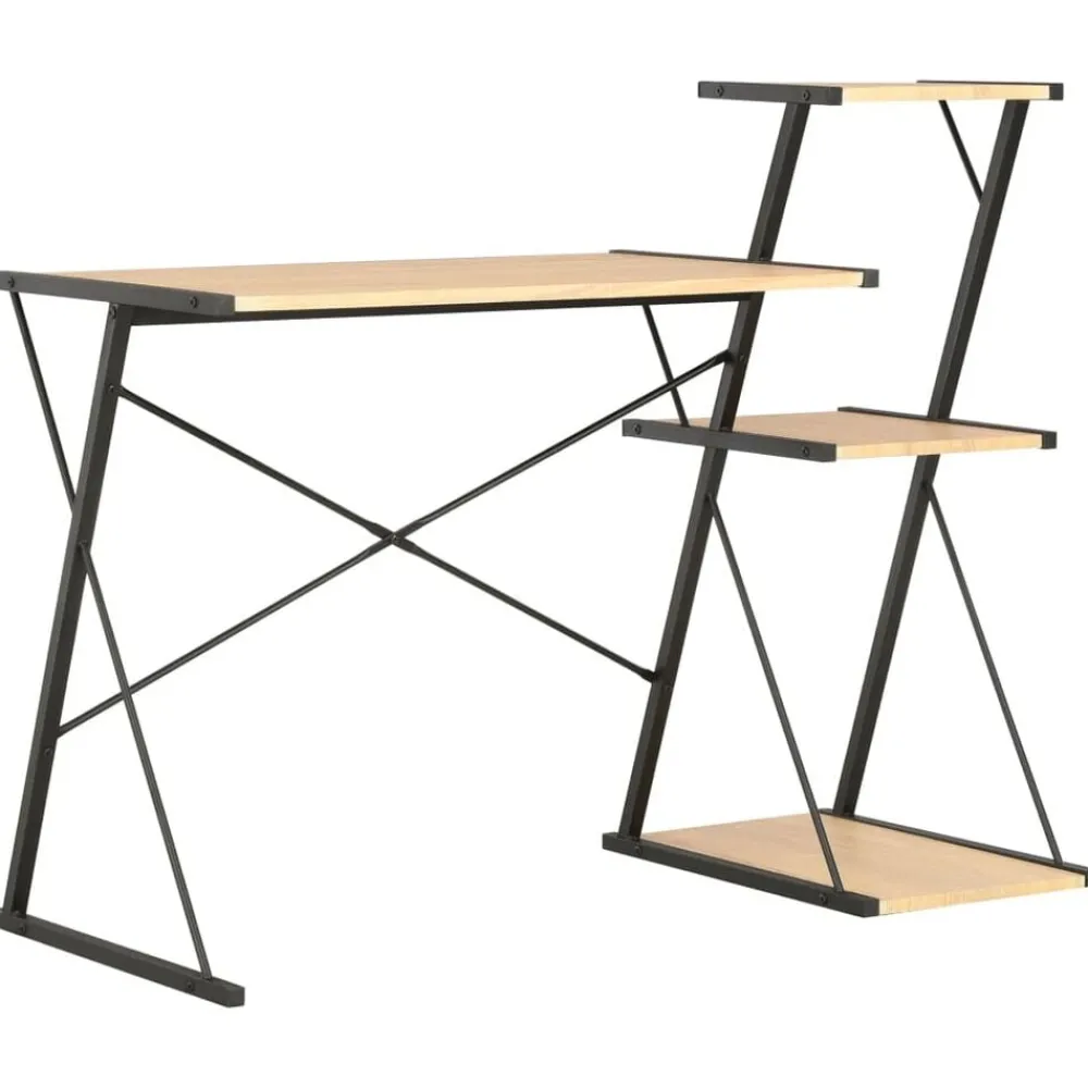 Meubles De Bureau-vidaXL Bureau avec étagère Noir et chêne 116x50x93 cm noir et chêne