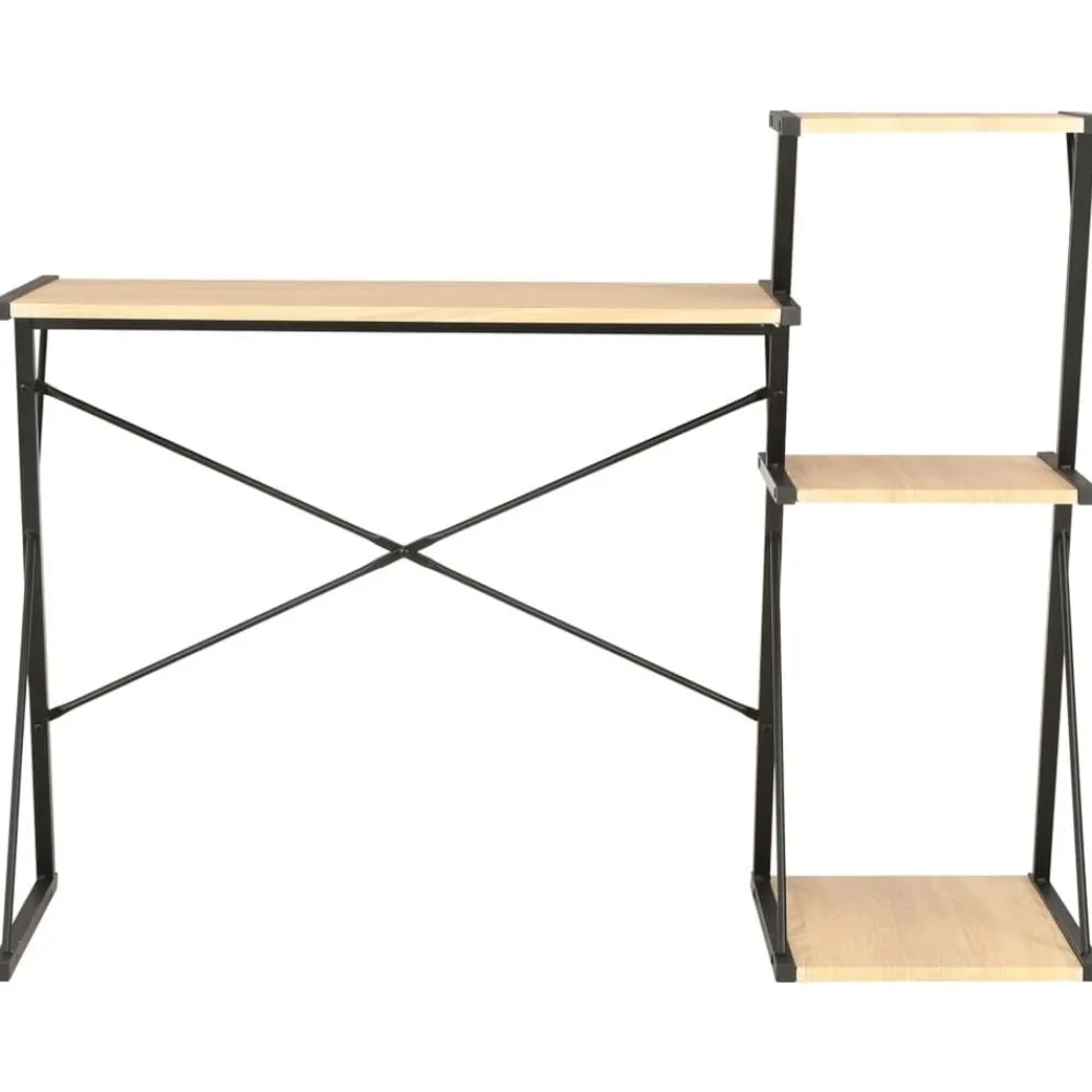 Meubles De Bureau-vidaXL Bureau avec étagère Noir et chêne 116x50x93 cm noir et chêne