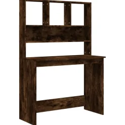 Meubles De Bureau-vidaXL Bureau avec étagères Chêne fumé 102x45x148 cm Bois d'ingénierie Ch&ecirc;ne fumé