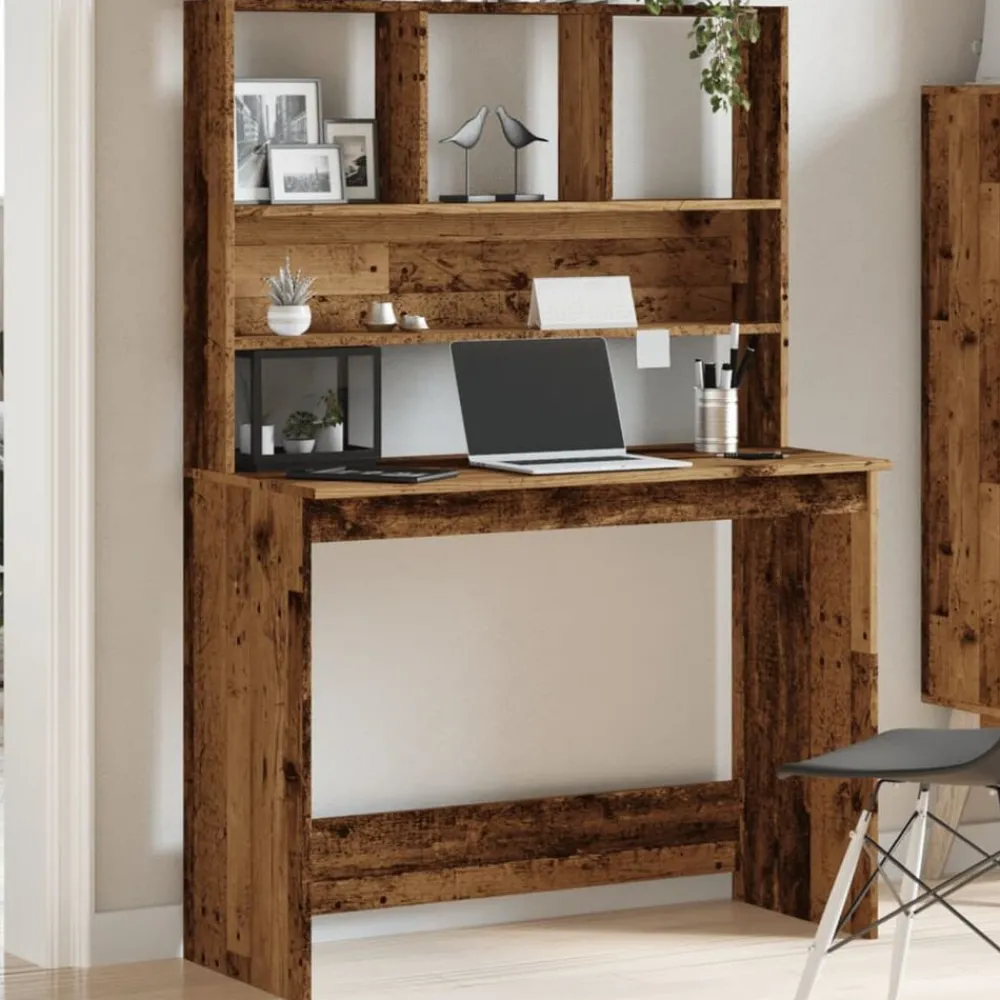 vidaXL Bureau avec étagères 102x45x148 cm bois d'ingénierie