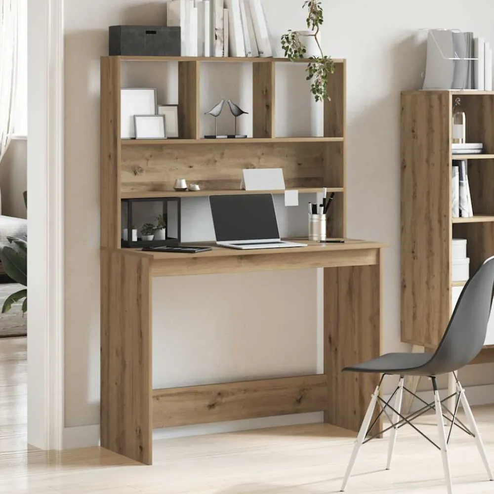 Meubles De Bureau-vidaXL Bureau avec étagères chêne artisanal Bois d'ingénierie ch&ecirc;ne artisanal