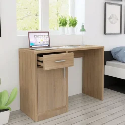 Meubles De Bureau-vidaXL Bureau avec tiroir et placard Chêne 100x40x73 cm Ch&ecirc;ne