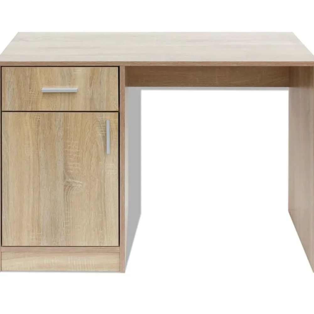 Meubles De Bureau-vidaXL Bureau avec tiroir et placard Chêne 100x40x73 cm Chêne