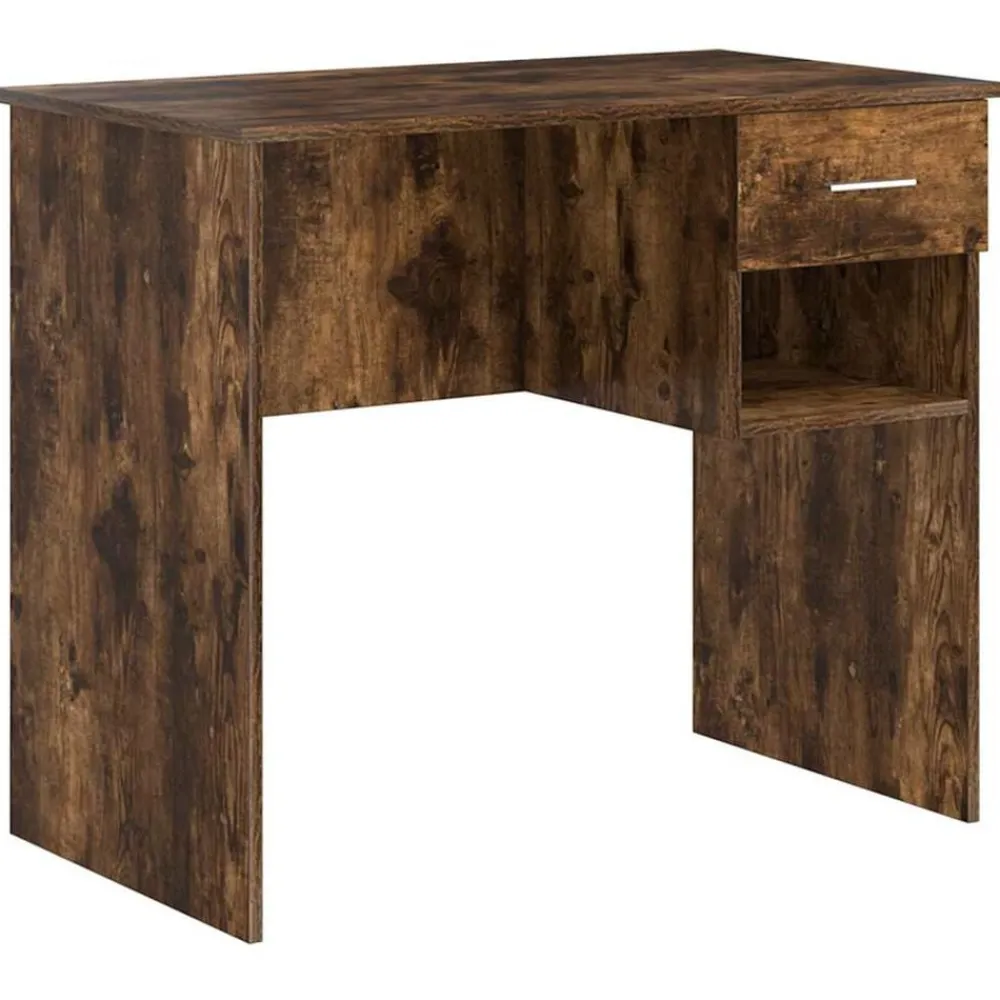 vidaXL Bureau avec tiroir Chêne fumé 90 x 49 x 75 cm Bois d'ingénierie