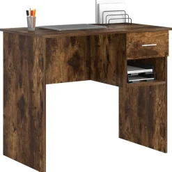 vidaXL Bureau avec tiroir Chêne fumé 90 x 49 x 75 cm Bois d'ingénierie