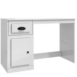 Meubles De Bureau-vidaXL Bureau avec tiroir 115x50x75cm bois d'ingénierie Blanc brillant