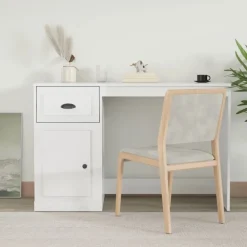 Meubles De Bureau-vidaXL Bureau avec tiroir 115x50x75cm bois d'ingénierie Blanc brillant