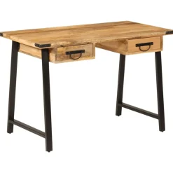 vidaXL Bureau avec tiroirs 105x55x70 cm bois de manguier massif et fer