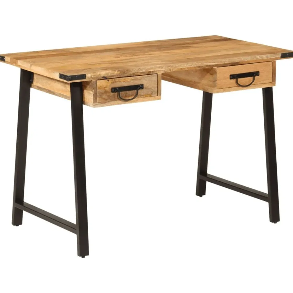 vidaXL Bureau avec tiroirs 105x55x70 cm bois de manguier massif et fer