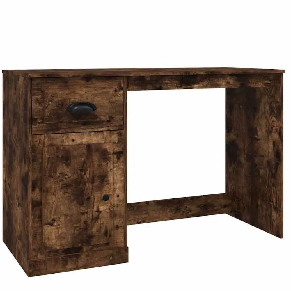 vidaXL Bureau avec tiroir chêne fumé 115x50x75 cm bois d'ingénierie