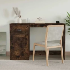 vidaXL Bureau avec tiroir chêne fumé 115x50x75 cm bois d'ingénierie