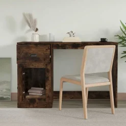 vidaXL Bureau avec tiroir chêne fumé 115x50x75 cm bois d'ingénierie