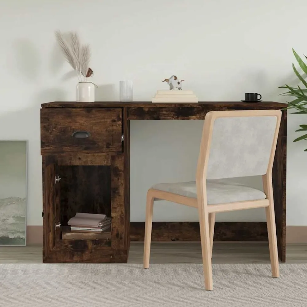 vidaXL Bureau avec tiroir chêne fumé 115x50x75 cm bois d'ingénierie