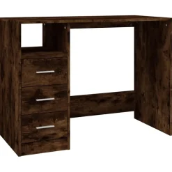 Meubles De Bureau-vidaXL Bureau avec tiroirs Chêne fumé 102x50x76 cm Bois d'ingénierie Ch&ecirc;ne fumé