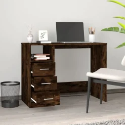 Meubles De Bureau-vidaXL Bureau avec tiroirs Chêne fumé 102x50x76 cm Bois d'ingénierie Chêne fumé