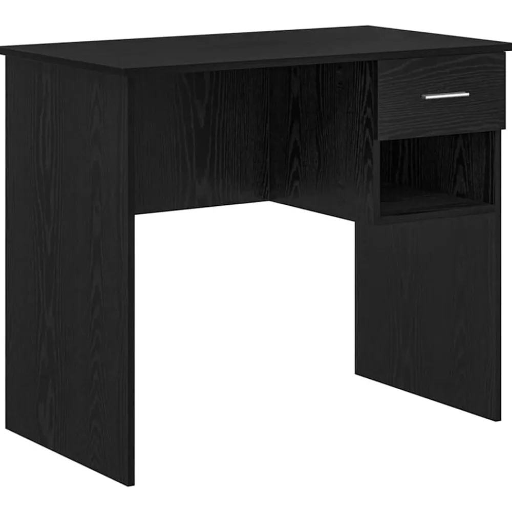 Meubles De Bureau-vidaXL Bureau avec tiroir Chêne noir 90 x 49 x 75 cm Bois d'ingénierie Chêne noir