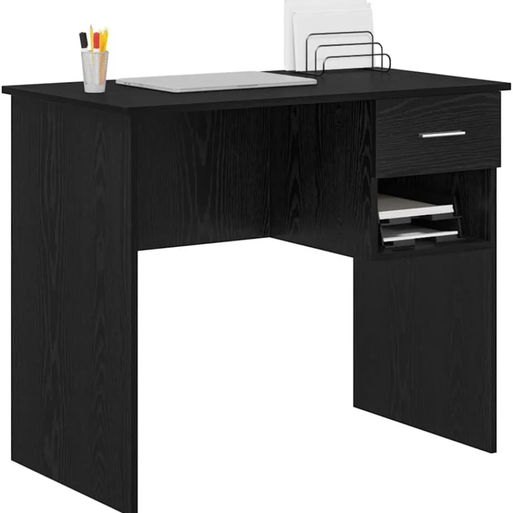 Meubles De Bureau-vidaXL Bureau avec tiroir Chêne noir 90 x 49 x 75 cm Bois d'ingénierie Chêne noir