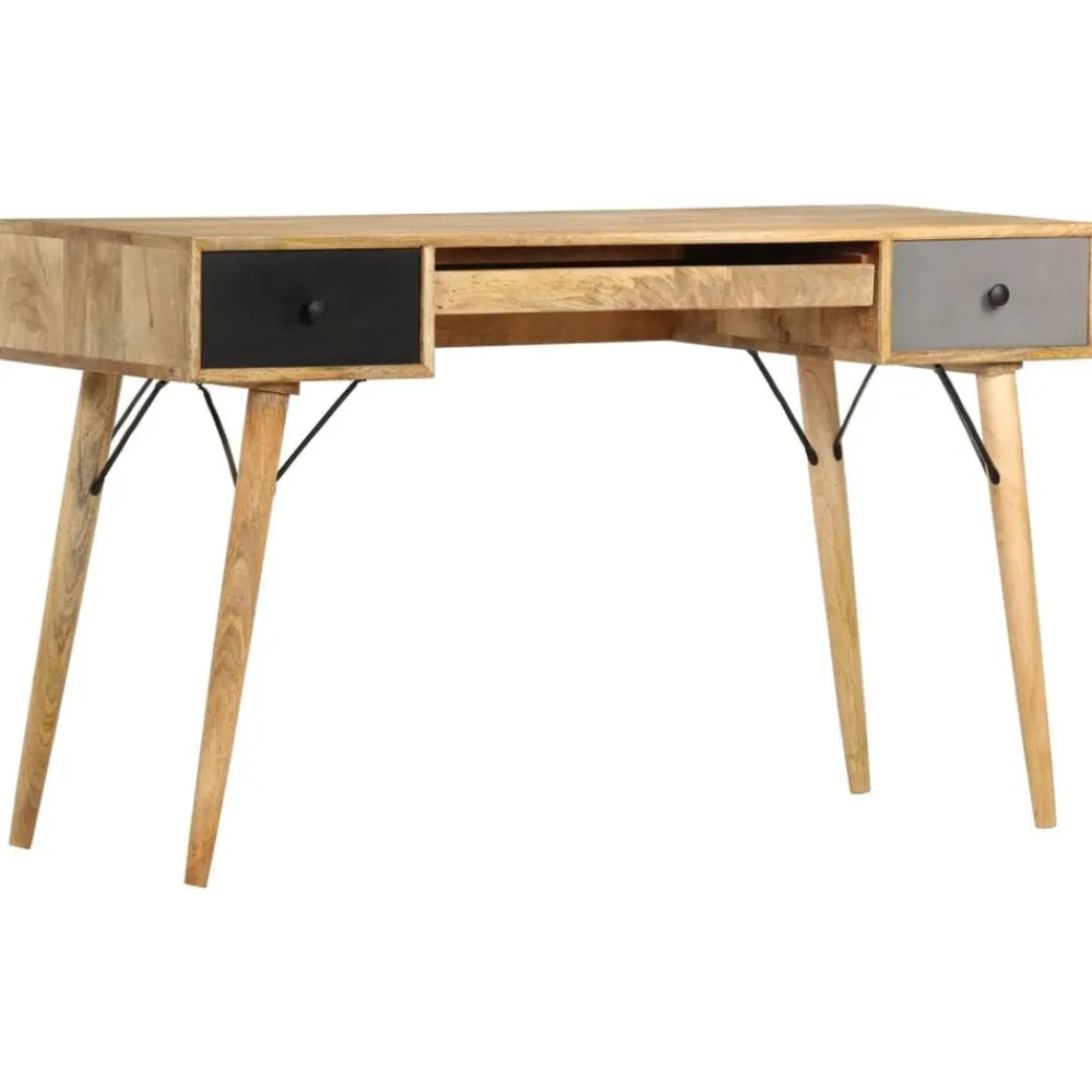vidaXL Bureau avec tiroirs 130x50x80 cm Bois solide de manguier