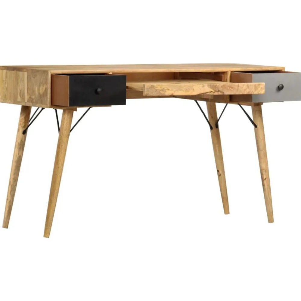 vidaXL Bureau avec tiroirs 130x50x80 cm Bois solide de manguier