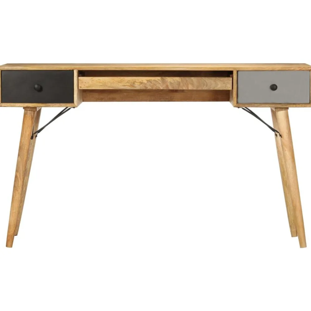 vidaXL Bureau avec tiroirs 130x50x80 cm Bois solide de manguier
