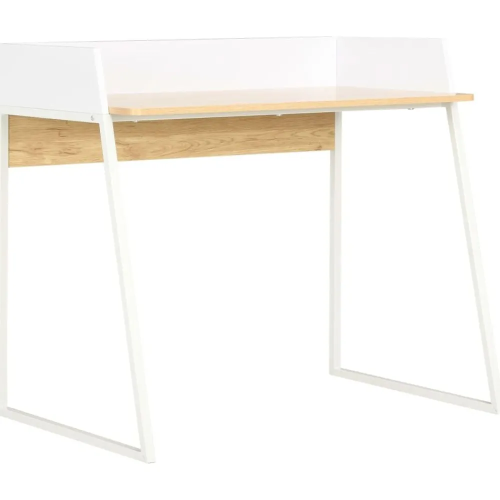 vidaXL Bureau Blanc et chêne 90x60x88 cm