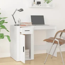 Meubles De Bureau-vidaXL Bureau 100x49x75 cm Bois d'ingénierie Blanc