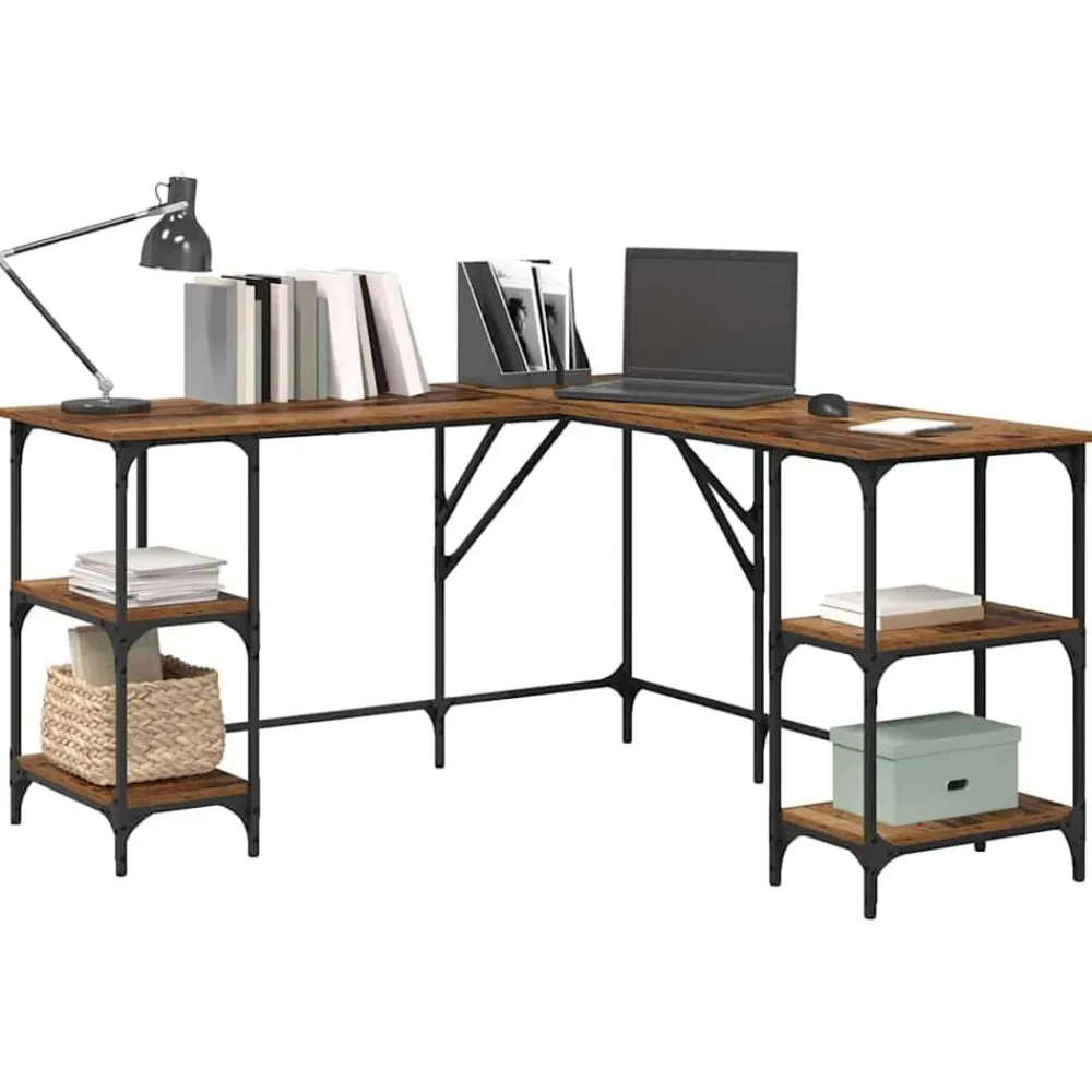 Meubles De Bureau-vidaXL Bureau 139 x 139 x 75 cm Bois d'ingénierie Bois ancien