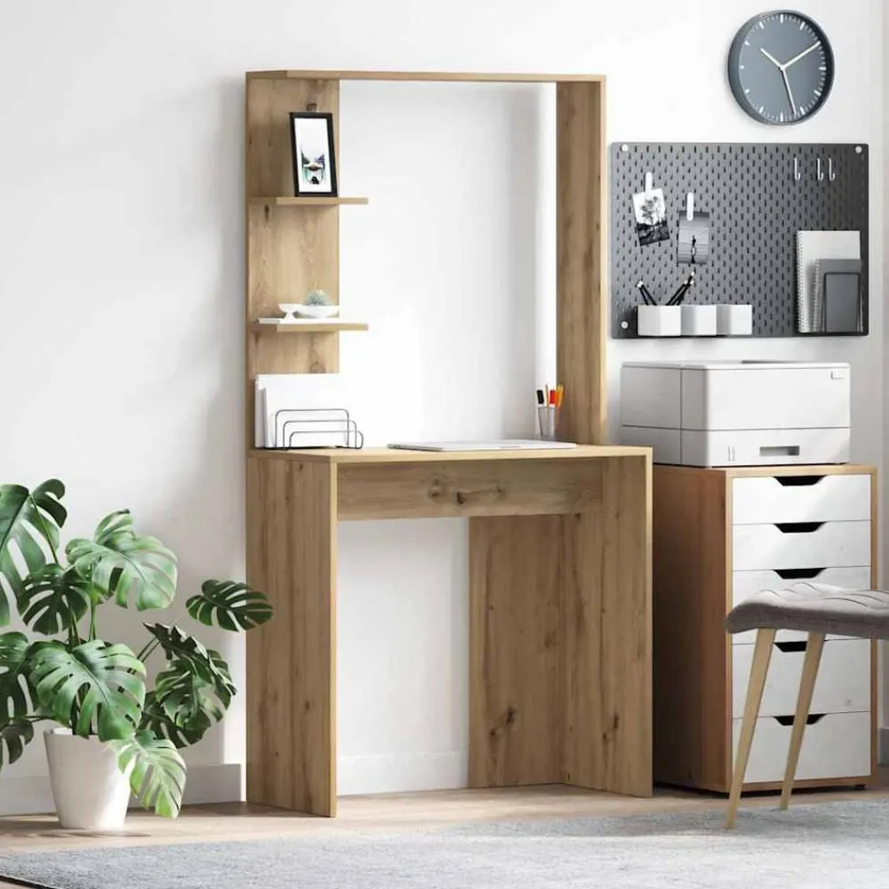 vidaXL Bureau Chêne artisanal 78,5 x 37 x 154,5 cm Bois d'ingénierie