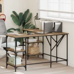 vidaXL Bureau Chêne artisanal 139 x 139 x 75 cm Bois d'ingénierie