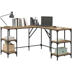 vidaXL Bureau Chêne artisanal 139 x 139 x 75 cm Bois d'ingénierie