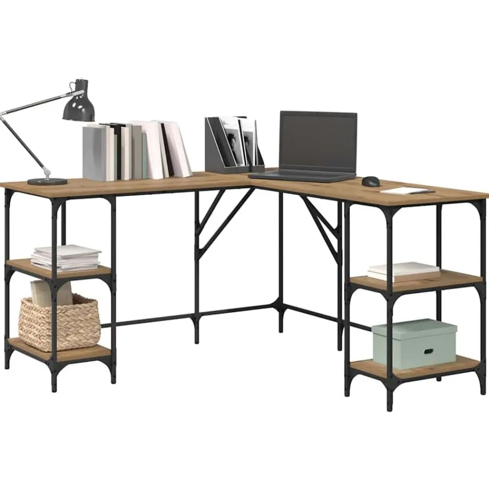 vidaXL Bureau Chêne artisanal 139 x 139 x 75 cm Bois d'ingénierie