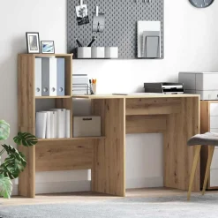 Meubles De Bureau-vidaXL Bureau Chêne artisanal 131,5 x 50 x 106,5 cm Bois d'ingénierie ch&ecirc;ne artisanal