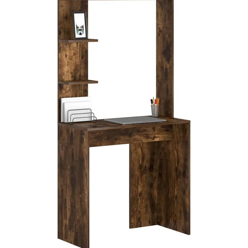vidaXL Bureau Chêne fumé 78,5 x 37 x 154,5 cm Bois d'ingénierie