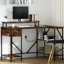 vidaXL Bureau Chêne fumé 120 x 79 x 86,5 cm Bois d'ingénierie