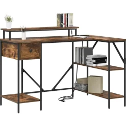 vidaXL Bureau Chêne fumé 120 x 79 x 86,5 cm Bois d'ingénierie