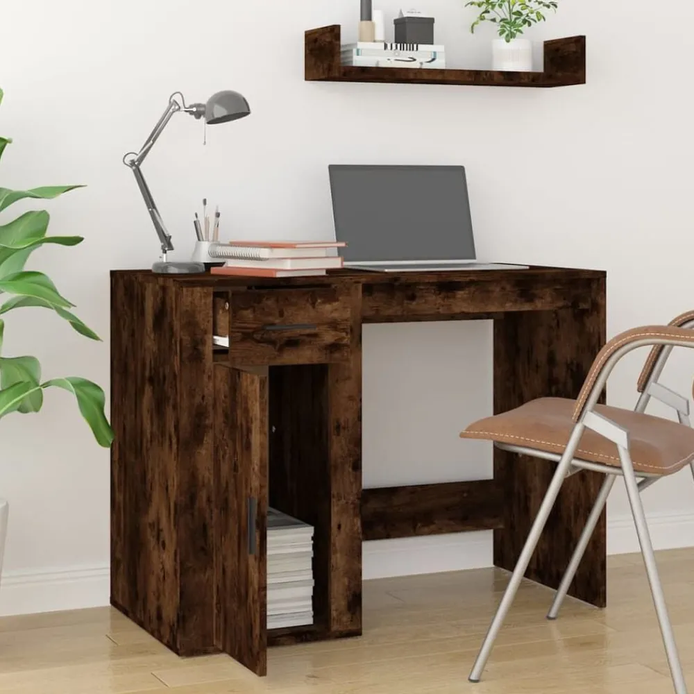 vidaXL Bureau Chêne fumé 100x49x75 cm Bois d'ingénierie