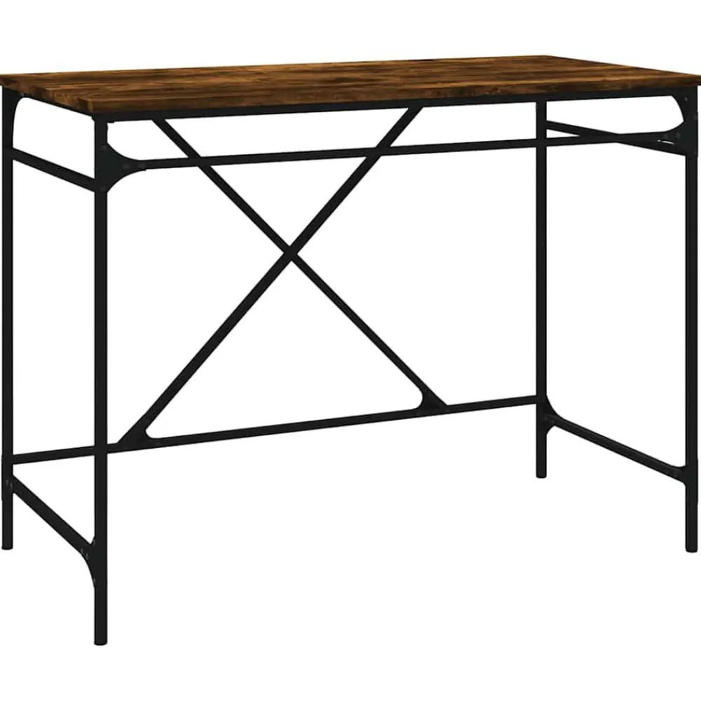 Meubles De Bureau-vidaXL Bureau chêne fumé 100x50x75 cm bois d'ingénierie et fer Chêne fumé