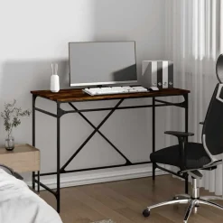 Meubles De Bureau-vidaXL Bureau chêne fumé 100x50x75 cm bois d'ingénierie et fer Chêne fumé
