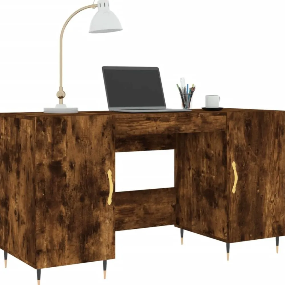 vidaXL Bureau chêne fumé 140x50x75 cm bois d'ingénierie