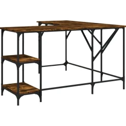 vidaXL Bureau chêne fumé 139x139x75 cm bois d'ingénierie