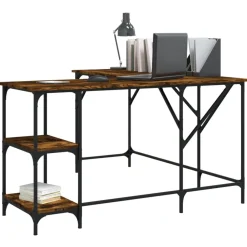 vidaXL Bureau chêne fumé 139x139x75 cm bois d'ingénierie