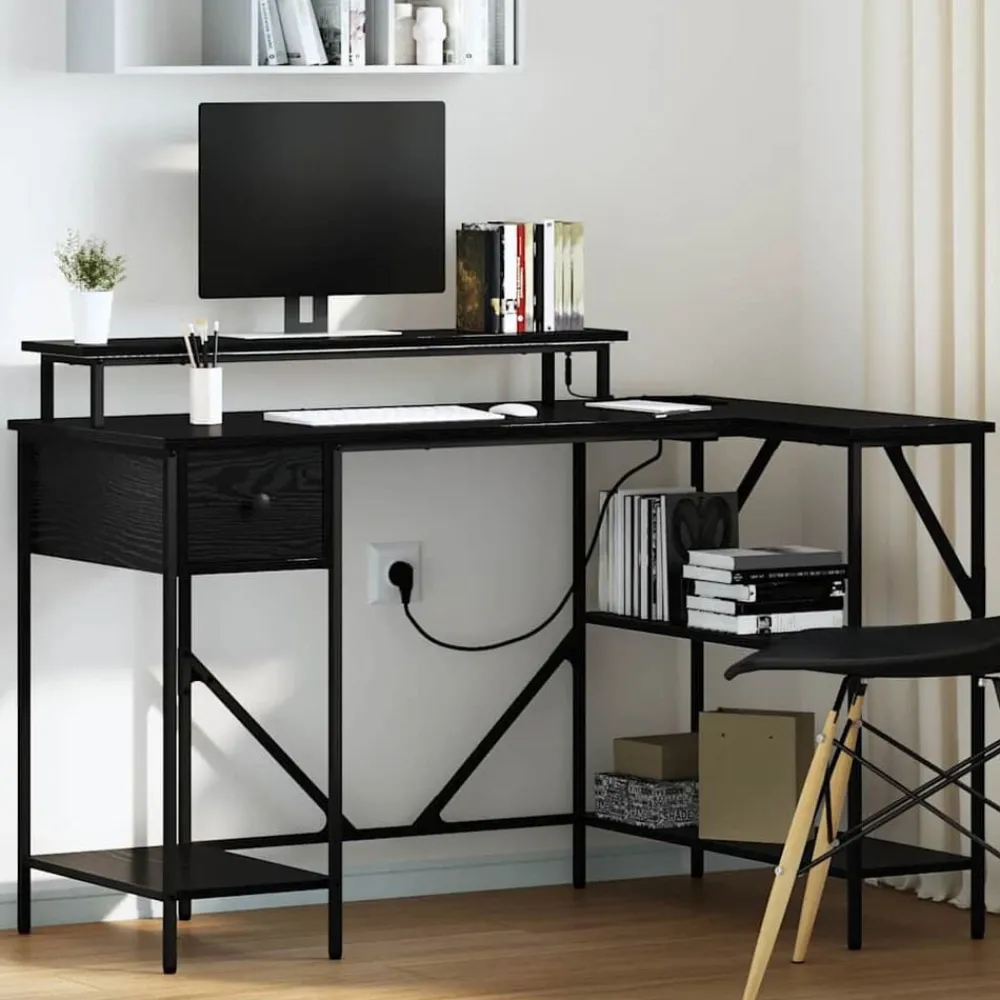 vidaXL Bureau Chêne noir 120 x 79 x 86,5 cm Bois d'ingénierie