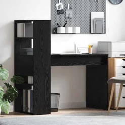 vidaXL Bureau Chêne noir 113 x 54 x 120 cm Bois d'ingénierie